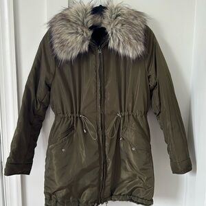 Adrienne Landau Green Reversible Anorak Jacket Size XS